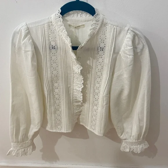 DÔEN Vermont ribbed broderie anglaise cotton shirt - Picture 2 of 16